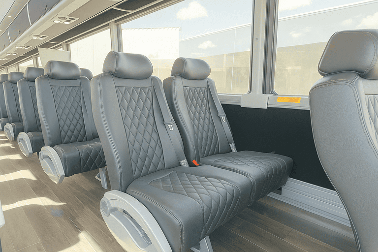 interior of Coach Bus Akron charter bus